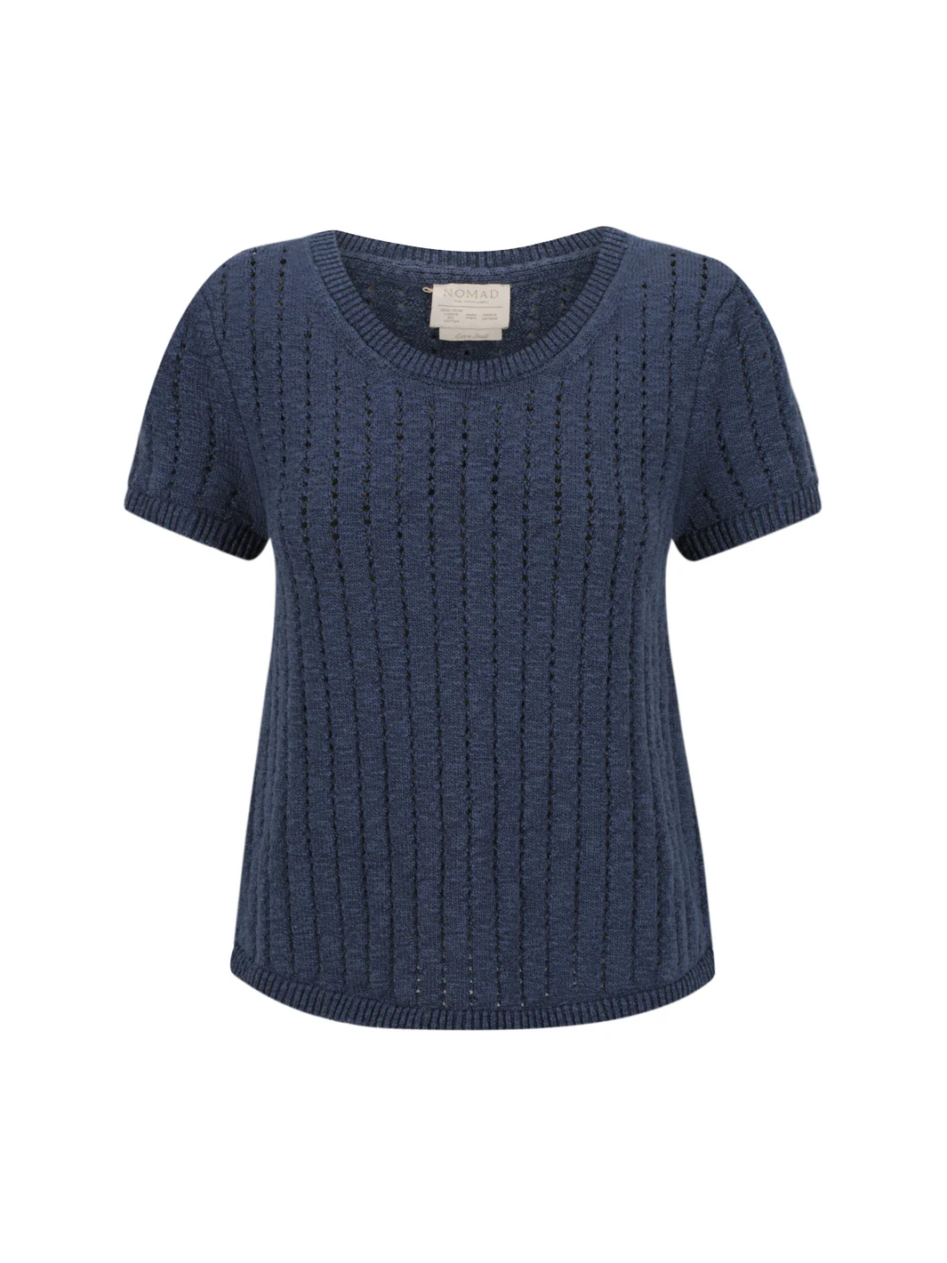 Agni Cotton Linen Knit Top Navy - Image 8