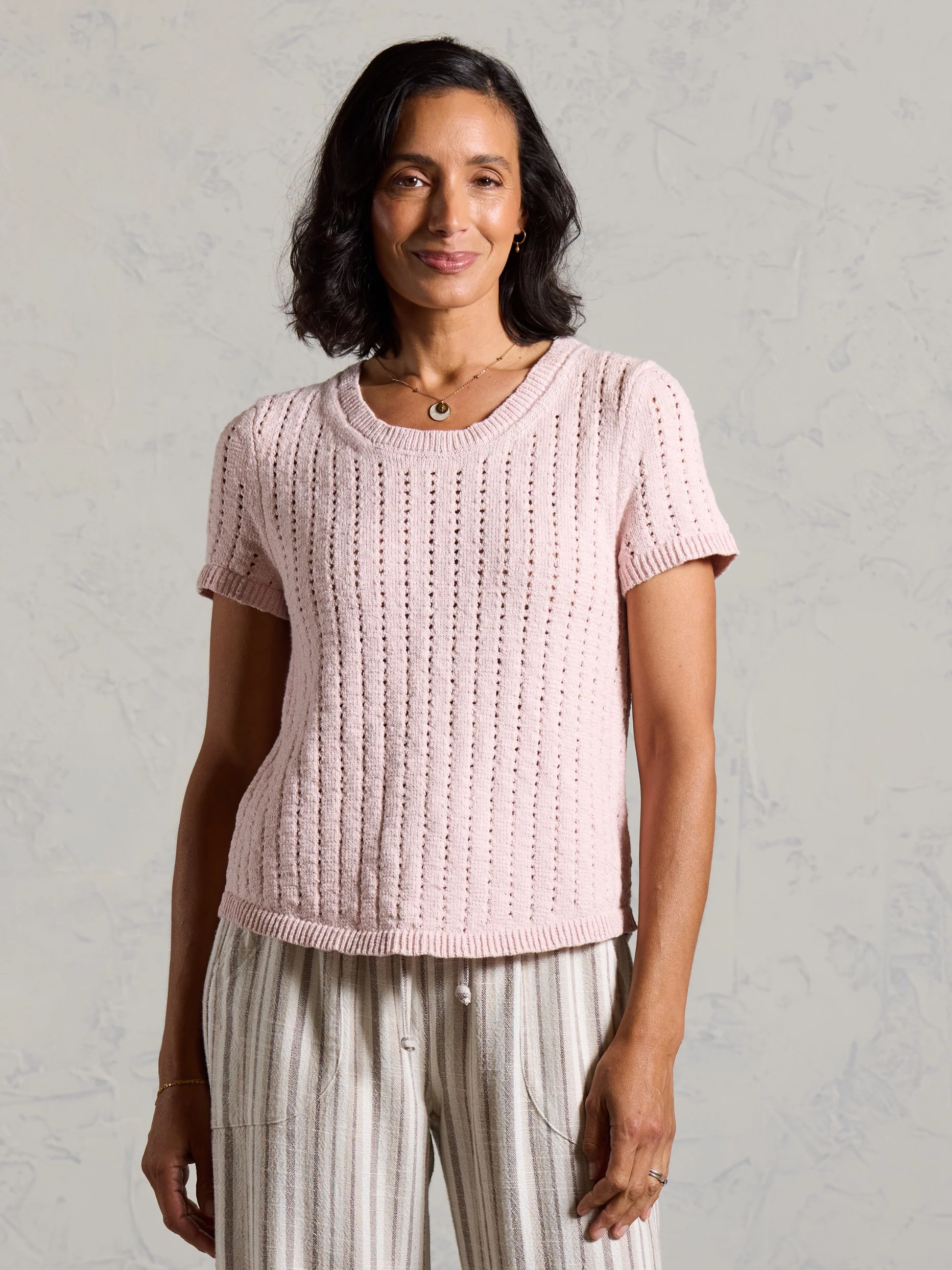 Agni Cotton Linen Knit Top Rosewater - Image 3