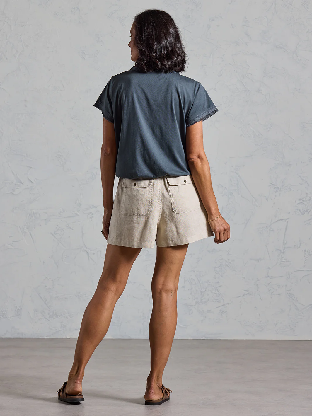Anika French Linen Shorts Stone - Image 5