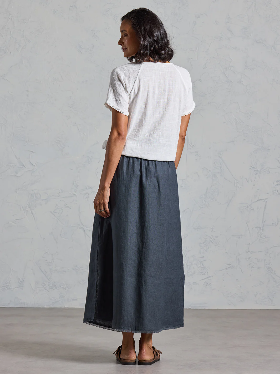 Aurora French Linen Skirt Charcoal - Image 3