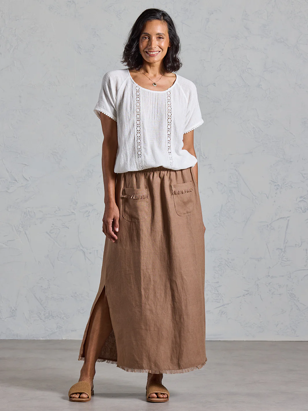 Aurora French Linen Skirt Cinnamon - Image 3