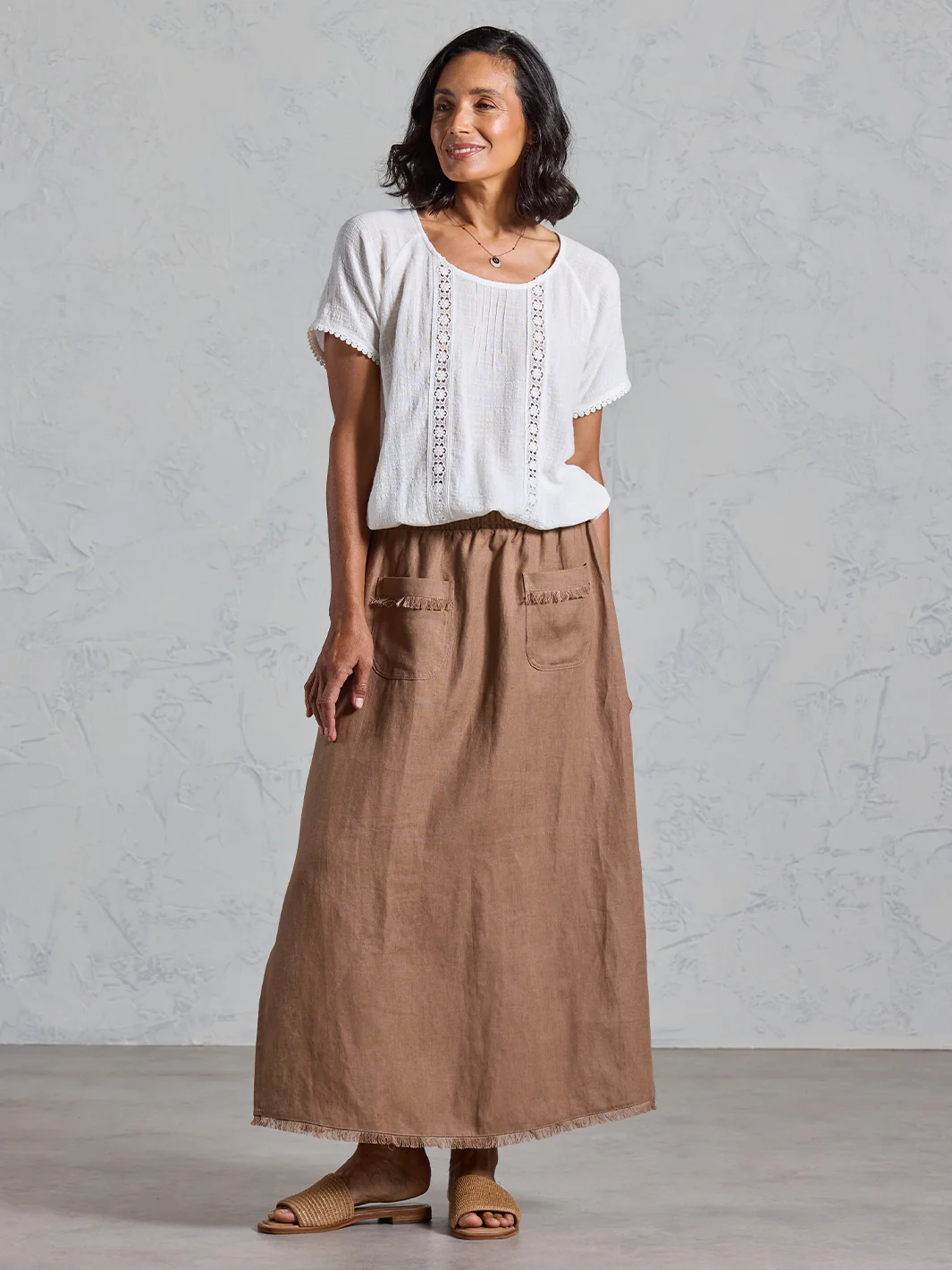 Aurora French Linen Skirt Cinnamon - Image 4