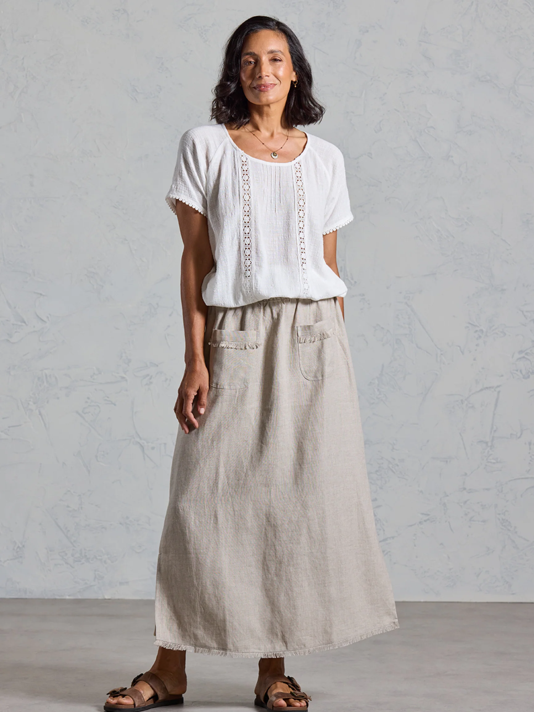 Aurora French Linen Skirt Flax - Image 3
