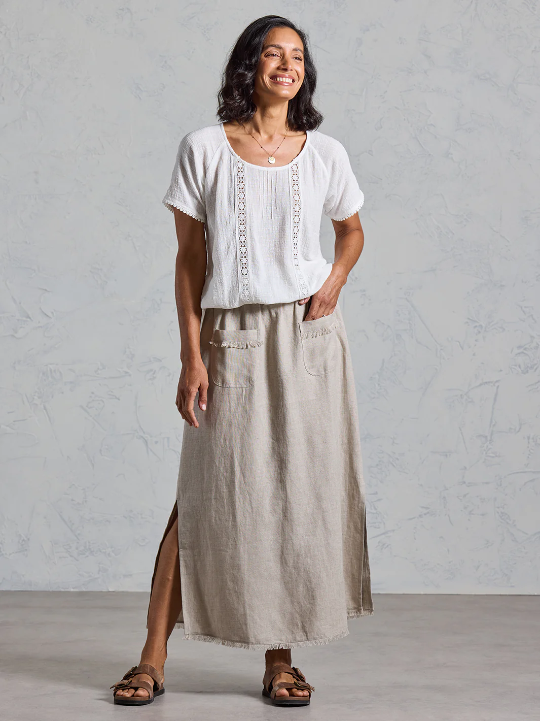 Aurora French Linen Skirt Flax - Image 4