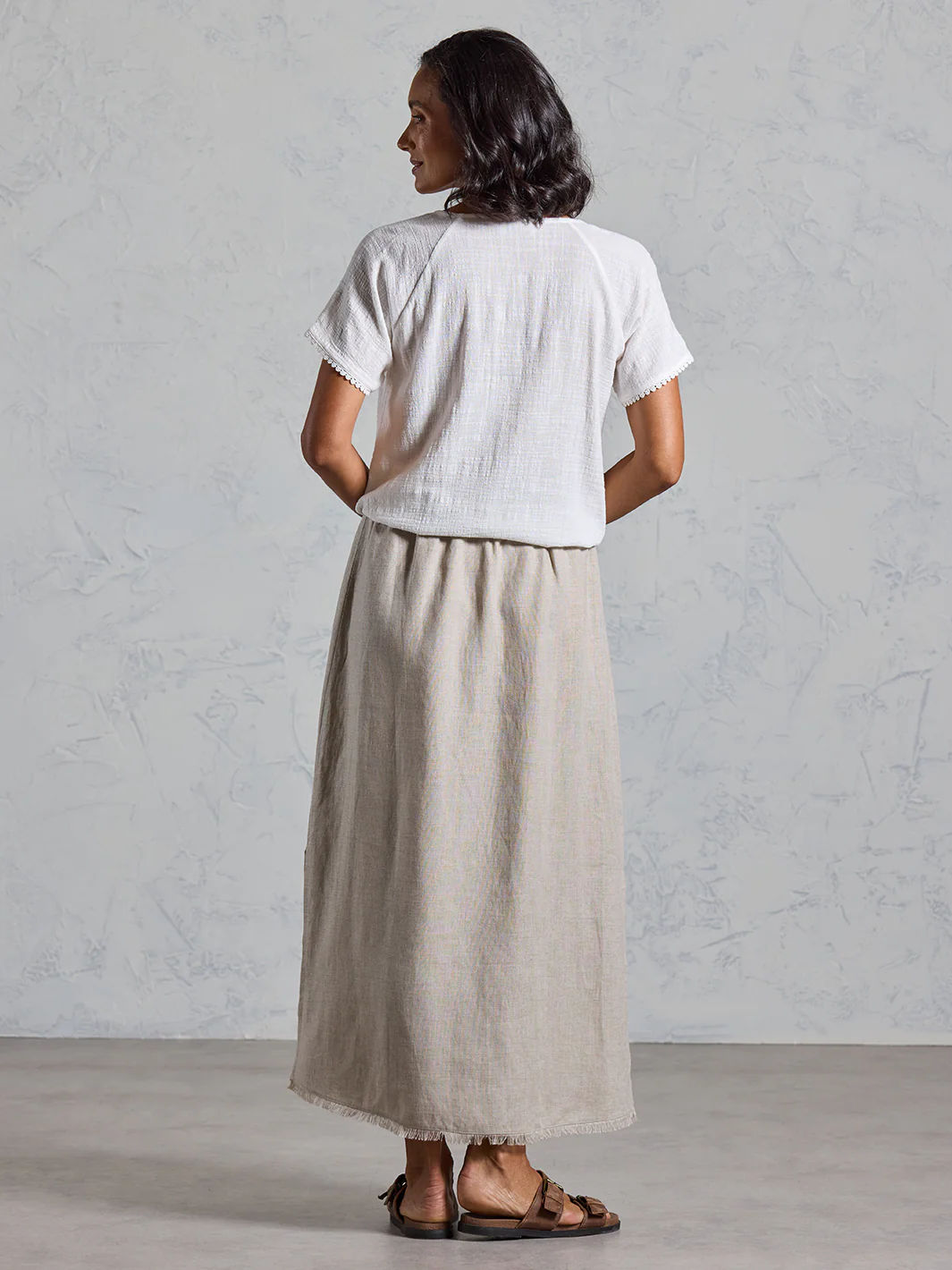 Aurora French Linen Skirt Flax - Image 6