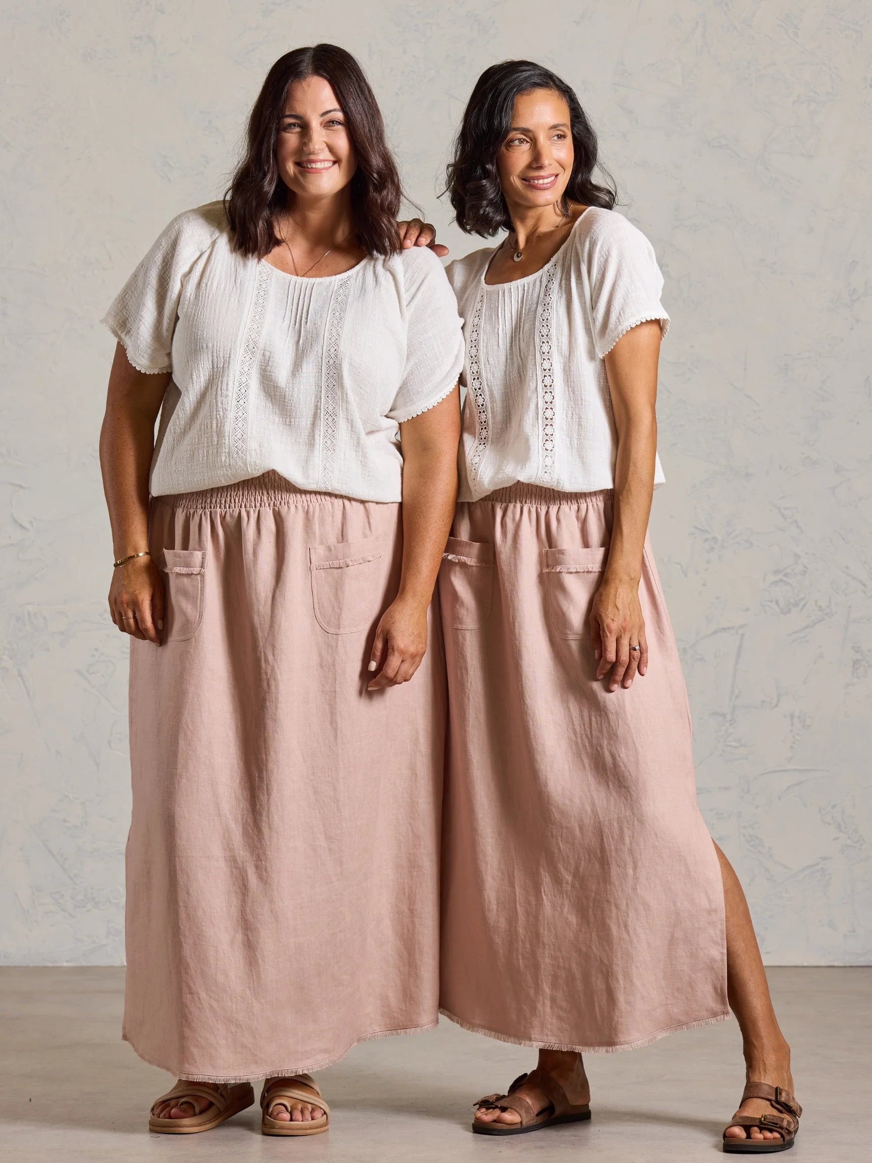Aurora French Linen Skirt Tea Rose - Image 6