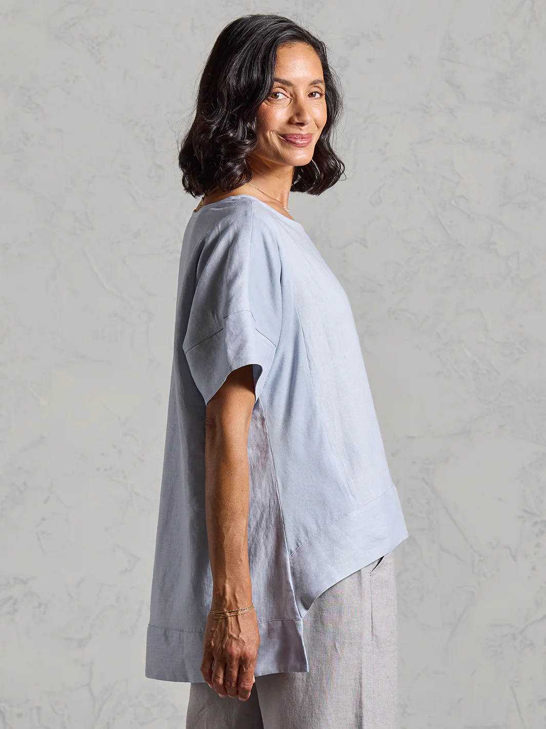 Costa French Linen and Cotton Top Slate Blue - Image 4