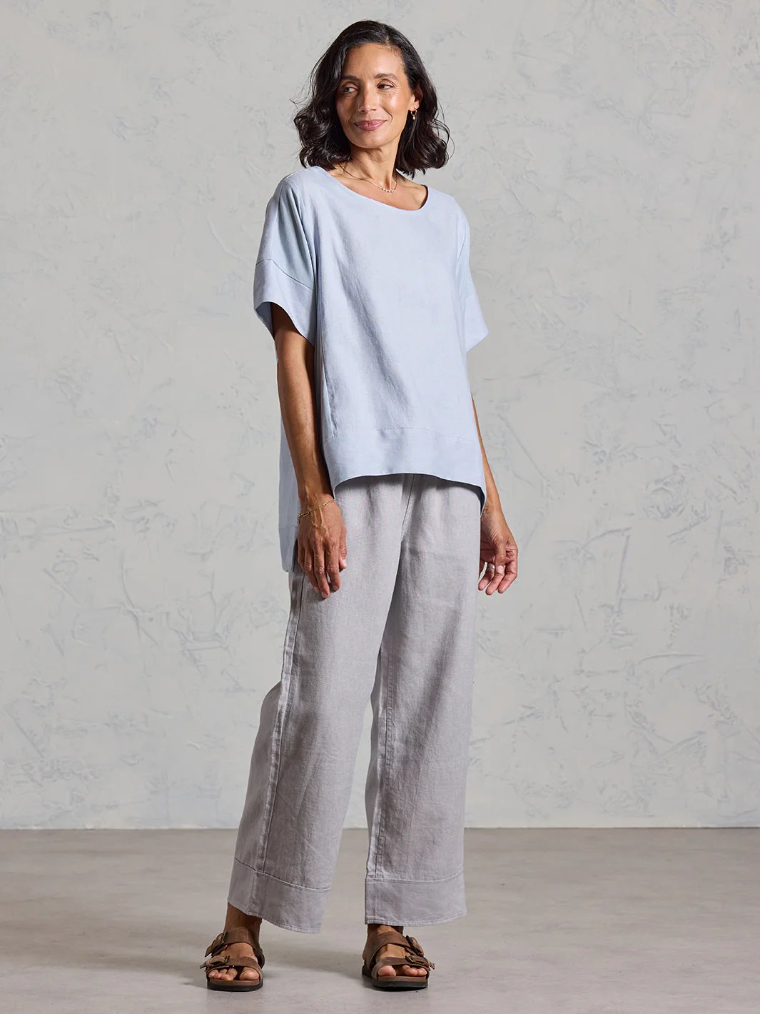 Costa French Linen and Cotton Top Slate Blue - Image 6