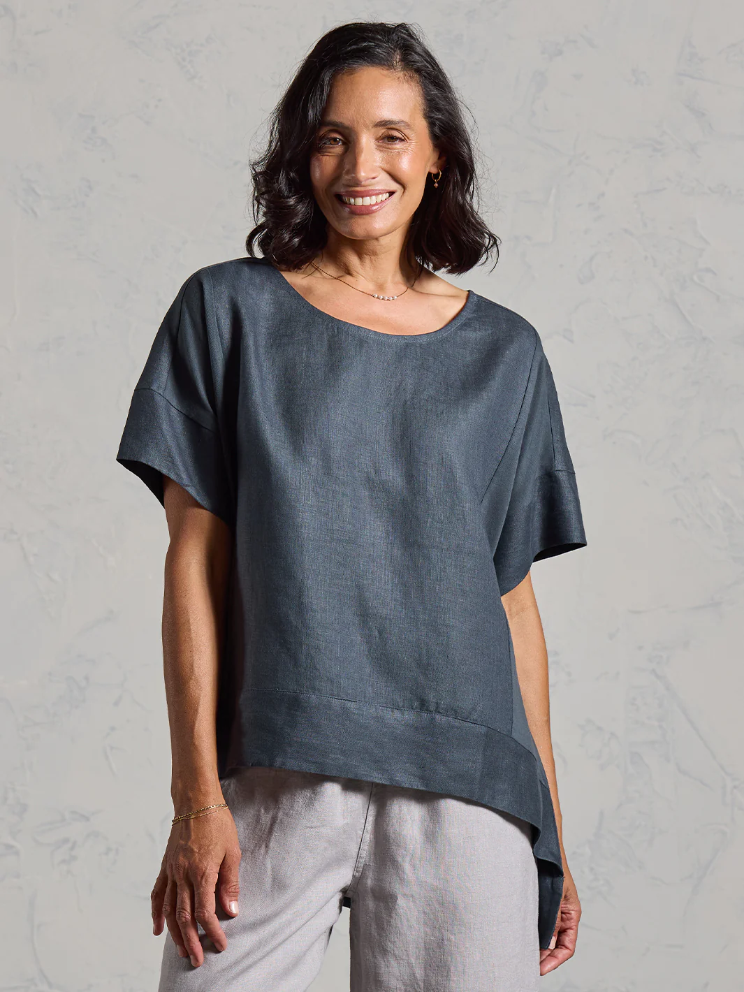 Costa French Linen and Cotton Top Charcoal - Image 5
