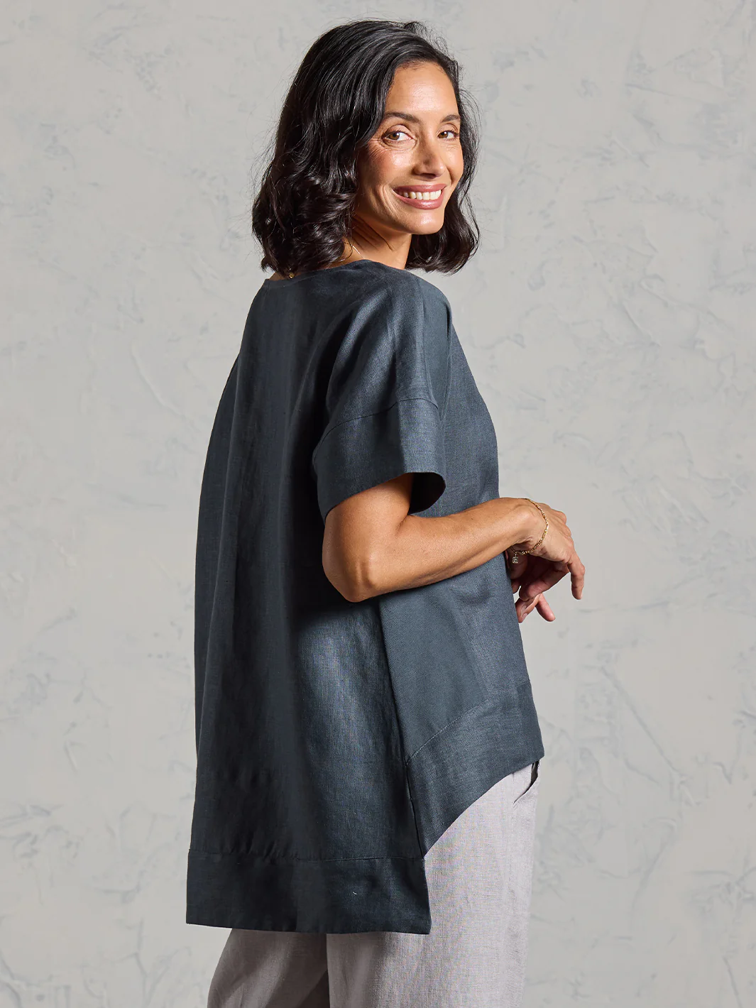 Costa French Linen and Cotton Top Charcoal - Image 6