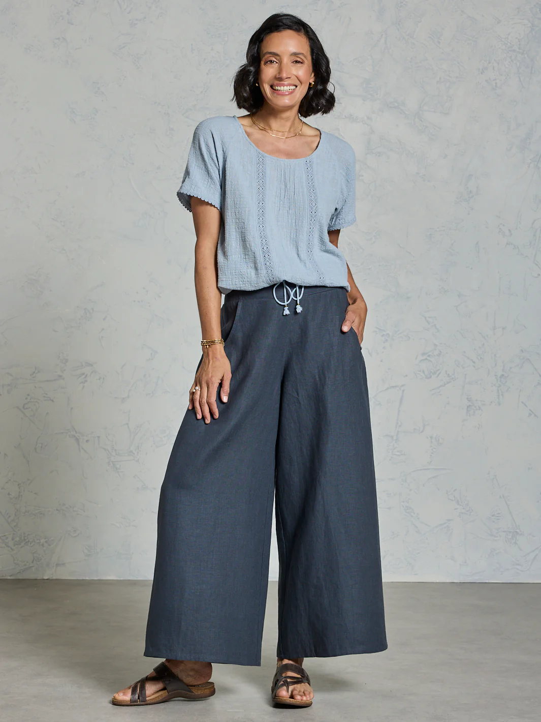 Daisy Cotton Blouse Slate Blue - Image 3