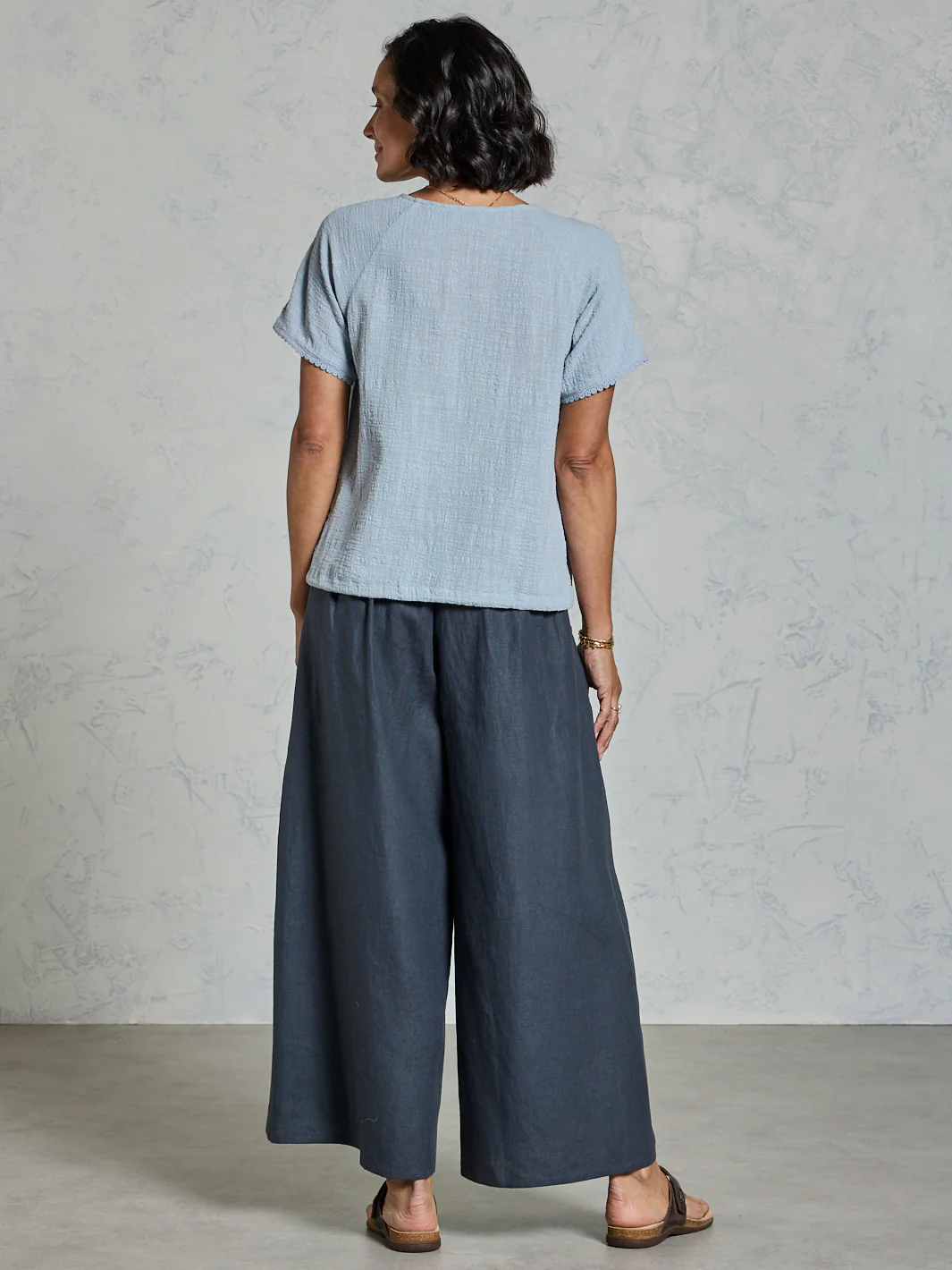 Daisy Cotton Blouse Slate Blue - Image 4