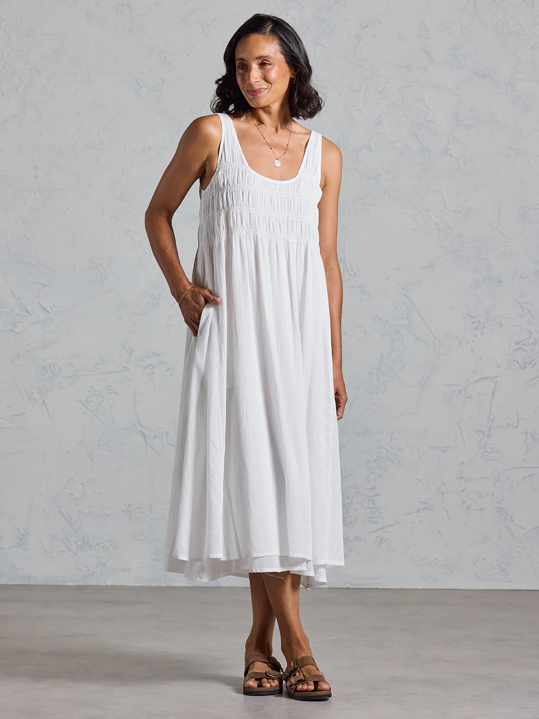 Del Monte Midi Cotton Dress Coconut - Image 4