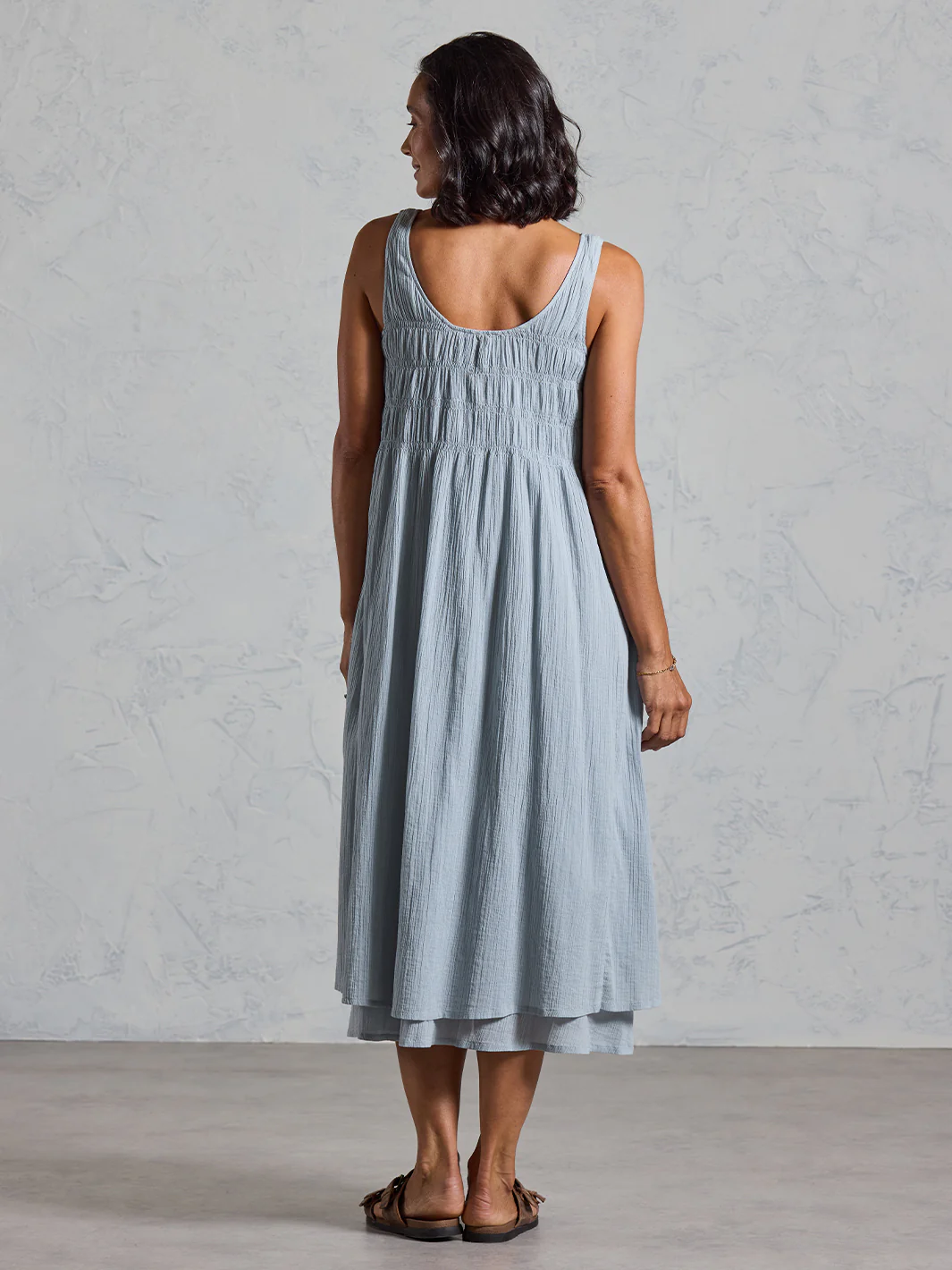Del Monte Midi Cotton Dress Slate Blue - Image 5