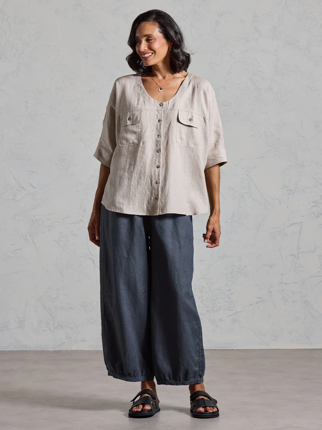 Dune French Linen Shirt Almond - Image 7