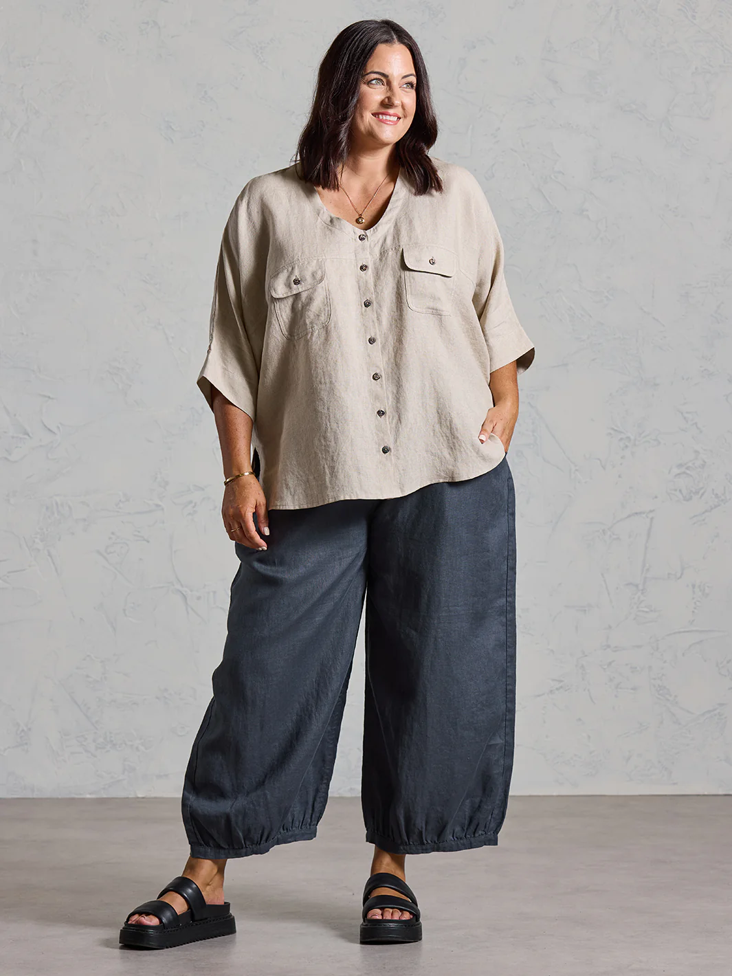 Dune French Linen Shirt Almond - Image 8