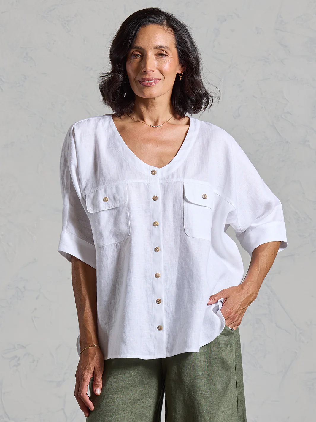 Dune French Linen Shirt White - Image 3