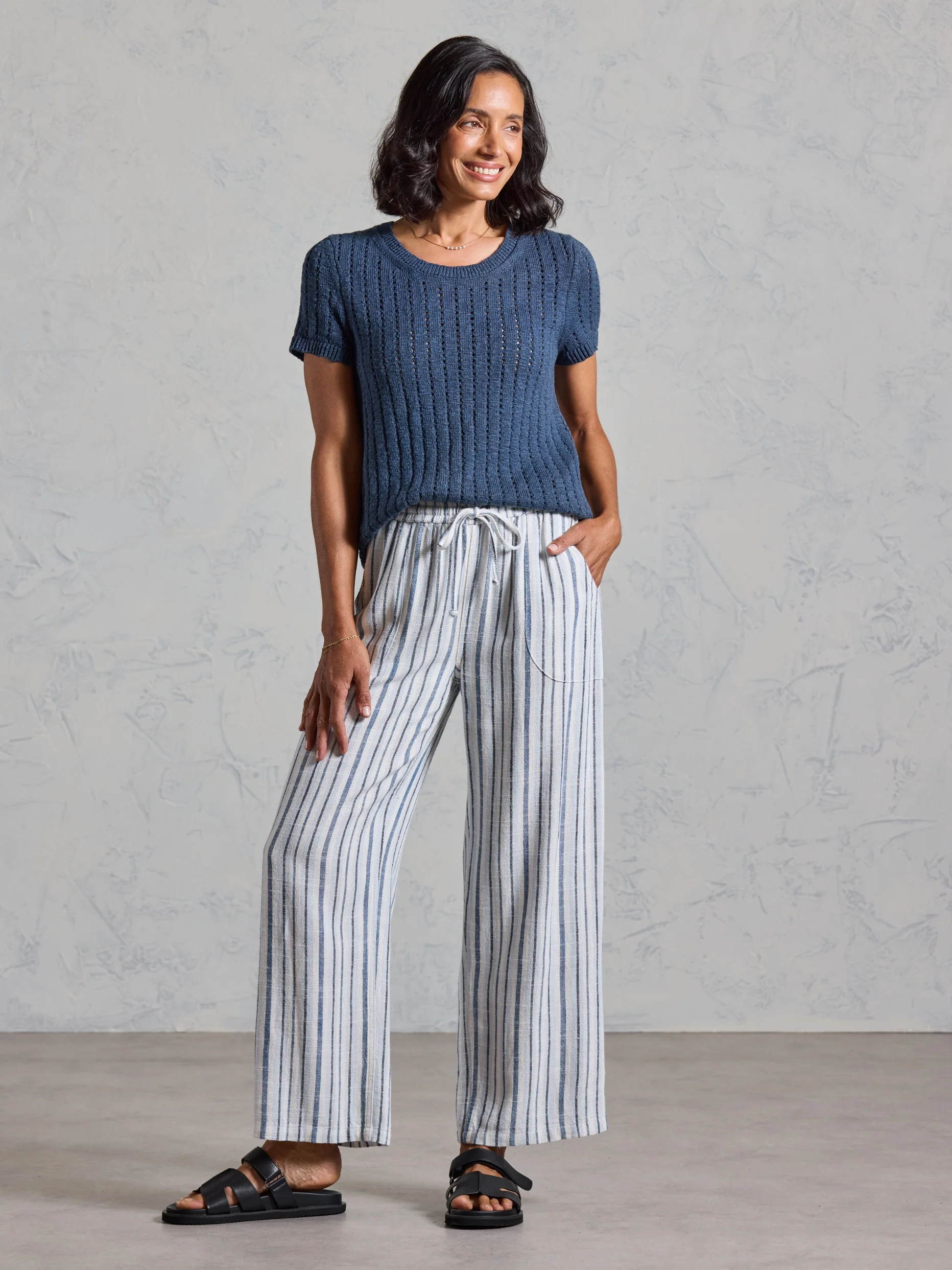 Jolie Linen Blend Pants Coastal Blue - Image 4