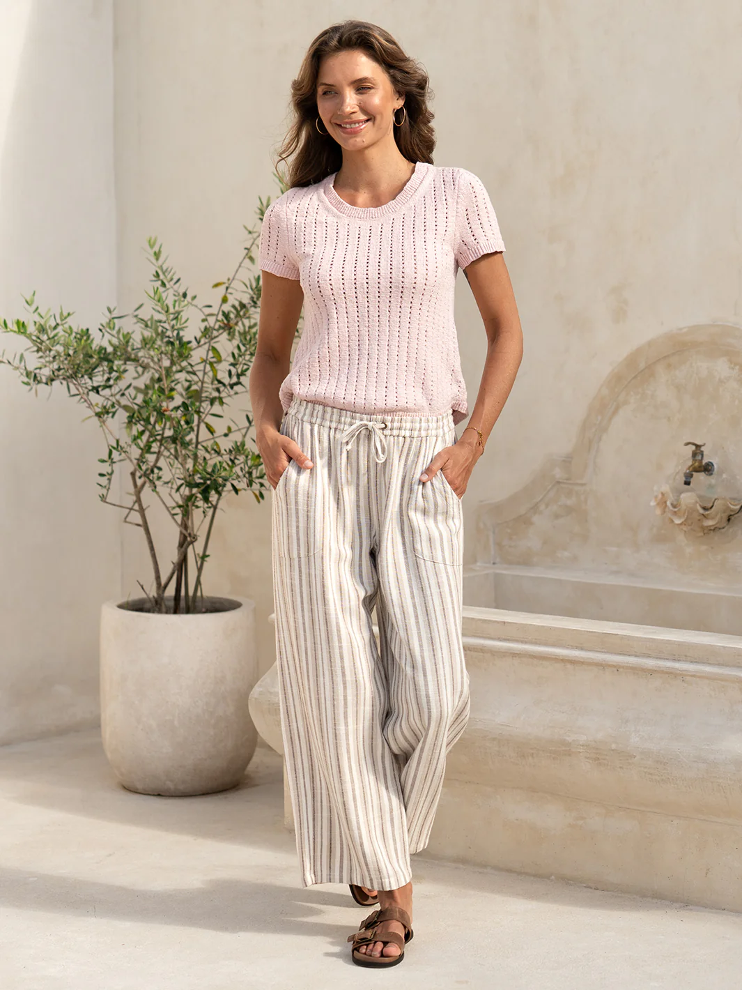 Jolie Linen Blend Pants Driftwood - Image 3