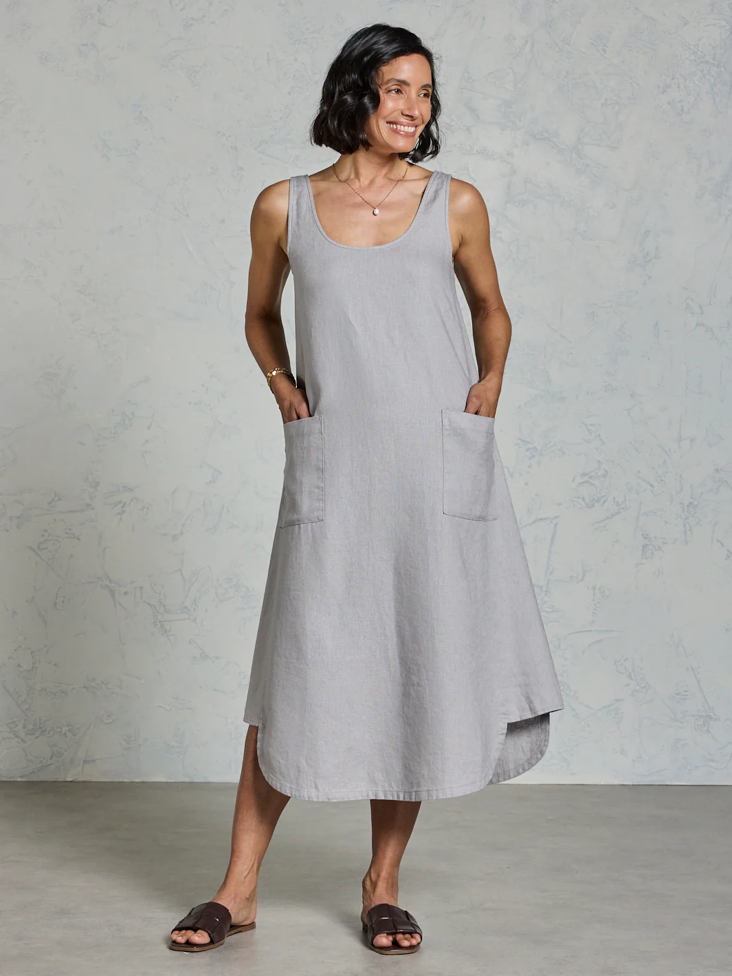 Laurel French Linen Dress Fog - Image 4