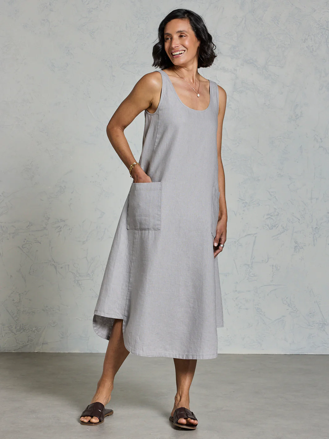 Laurel French Linen Dress Fog - Image 5