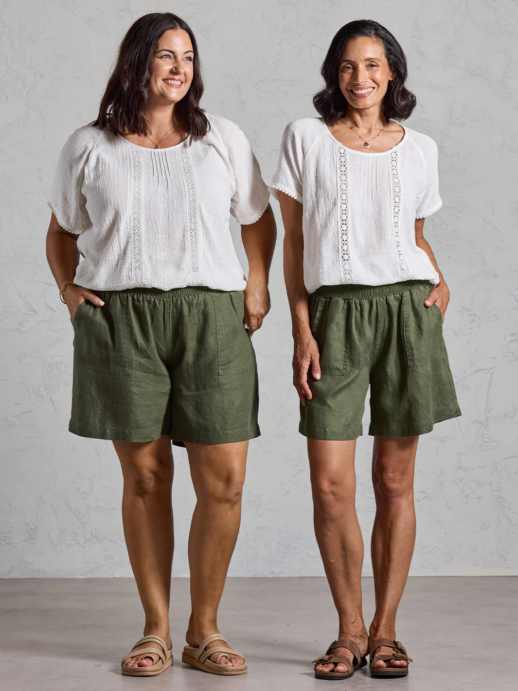 Mae French Linen Shorts Olive - Image 8