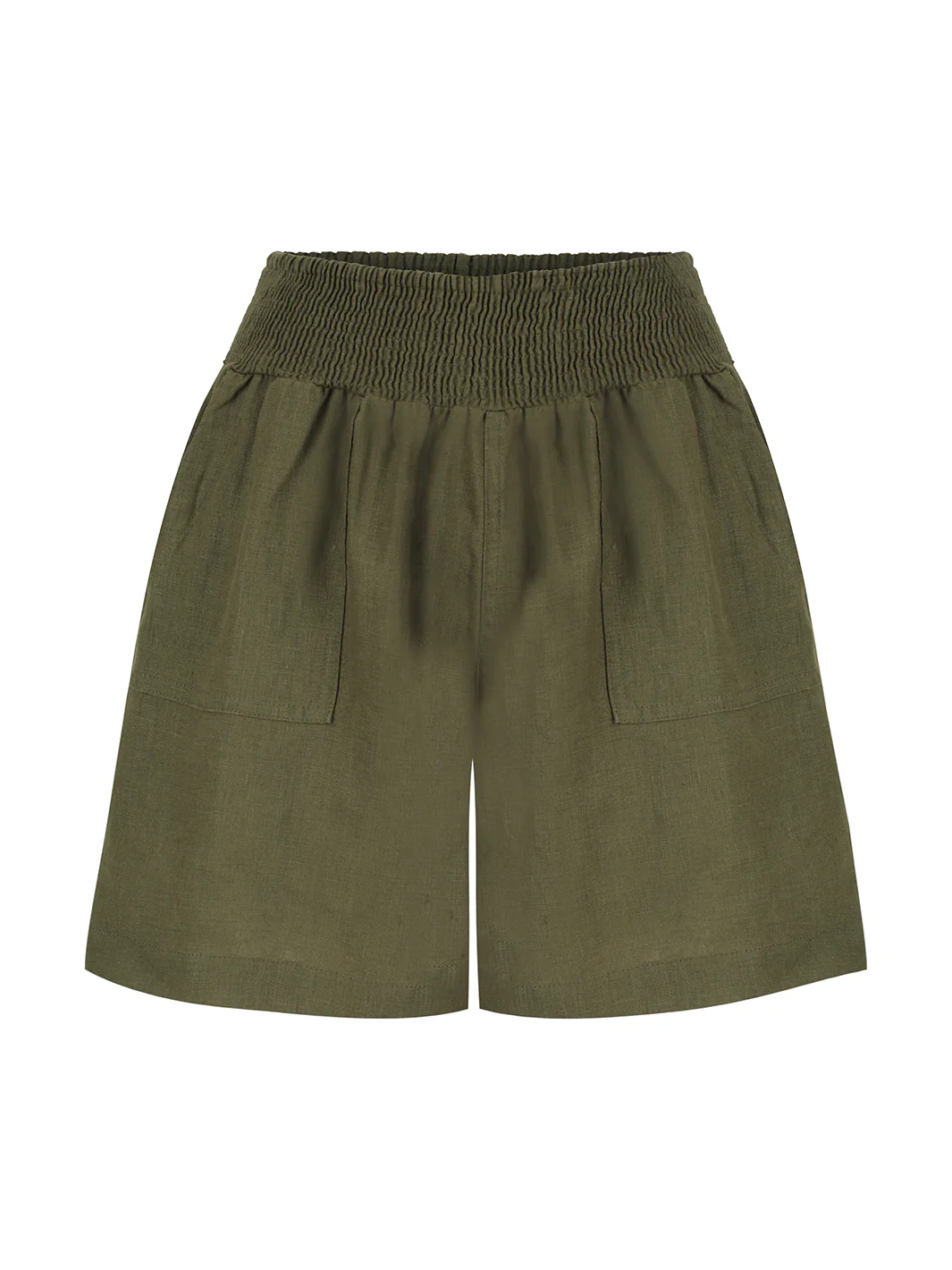 Mae French Linen Shorts Olive - Image 9