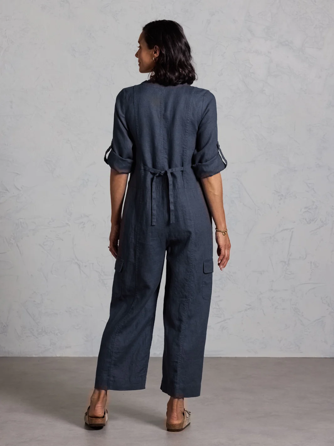 Mara French Linen Jumpsuit Charcoal - Image 6