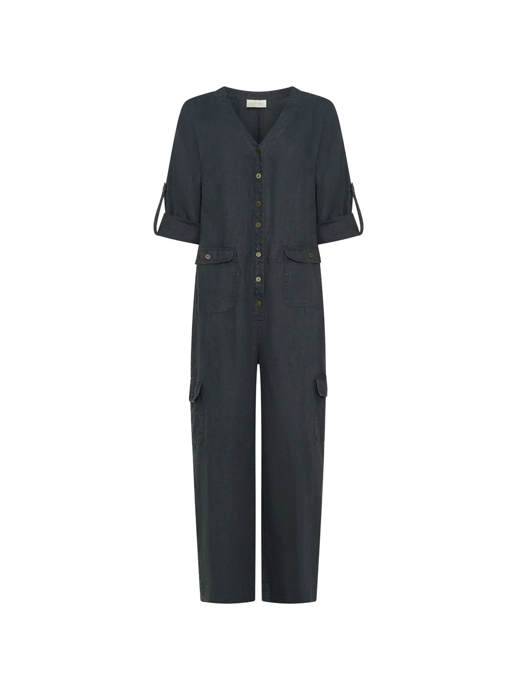 Mara French Linen Jumpsuit Charcoal - Image 7