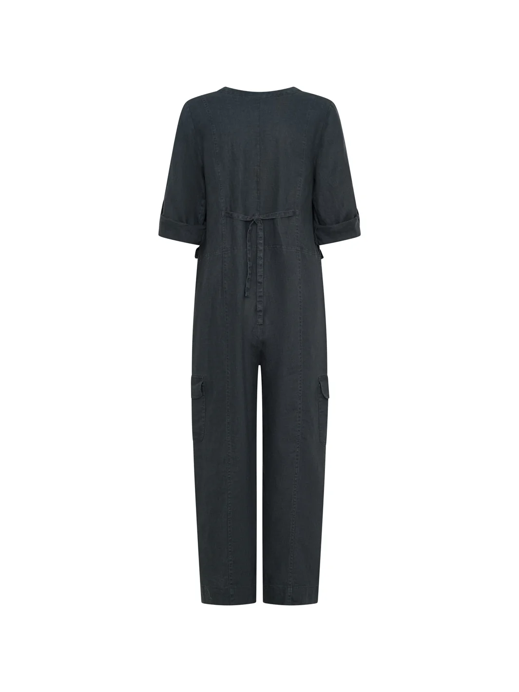 Mara French Linen Jumpsuit Charcoal - Image 8