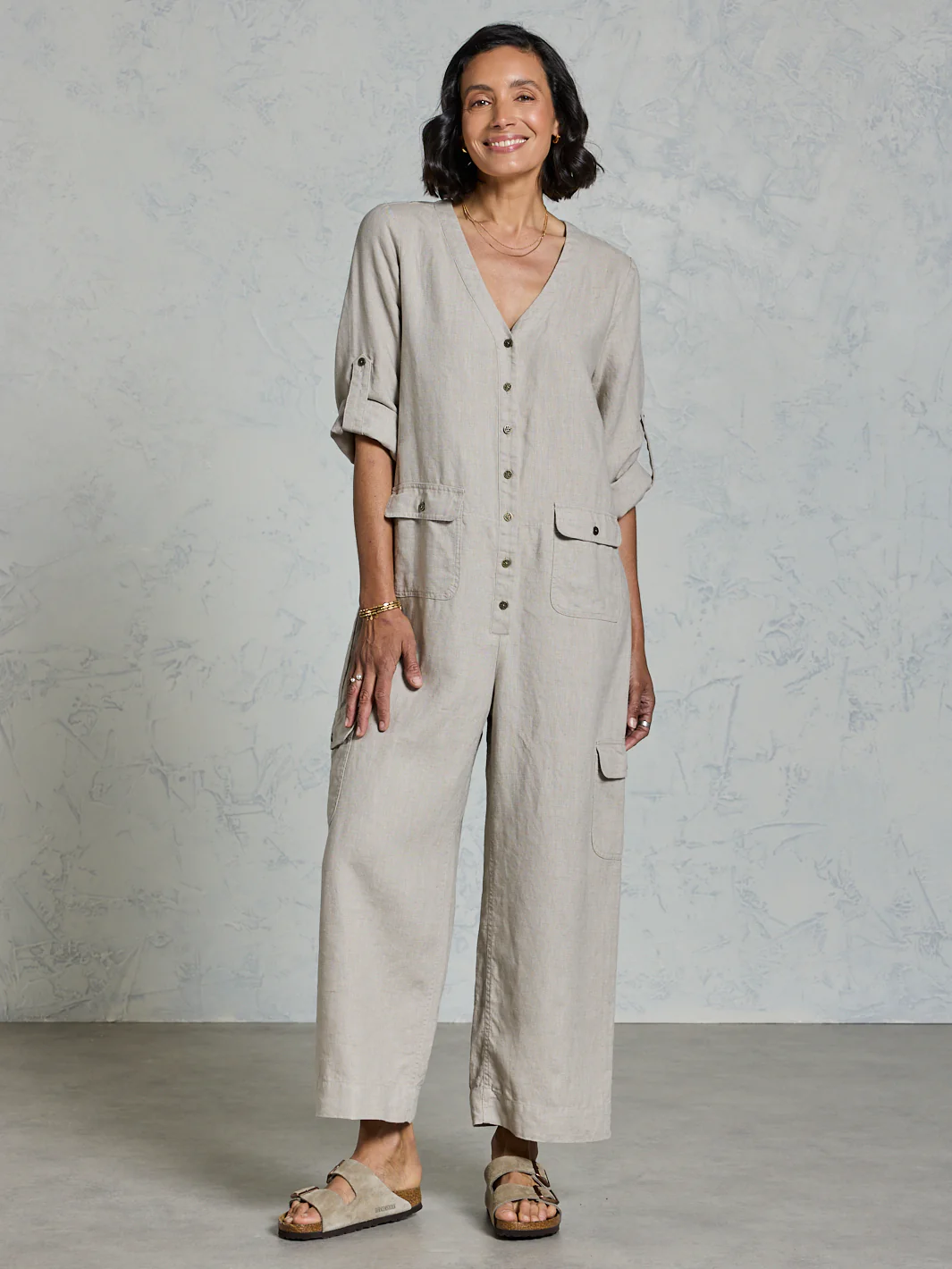 Mara French Linen Jumpsuit Flax - Image 3