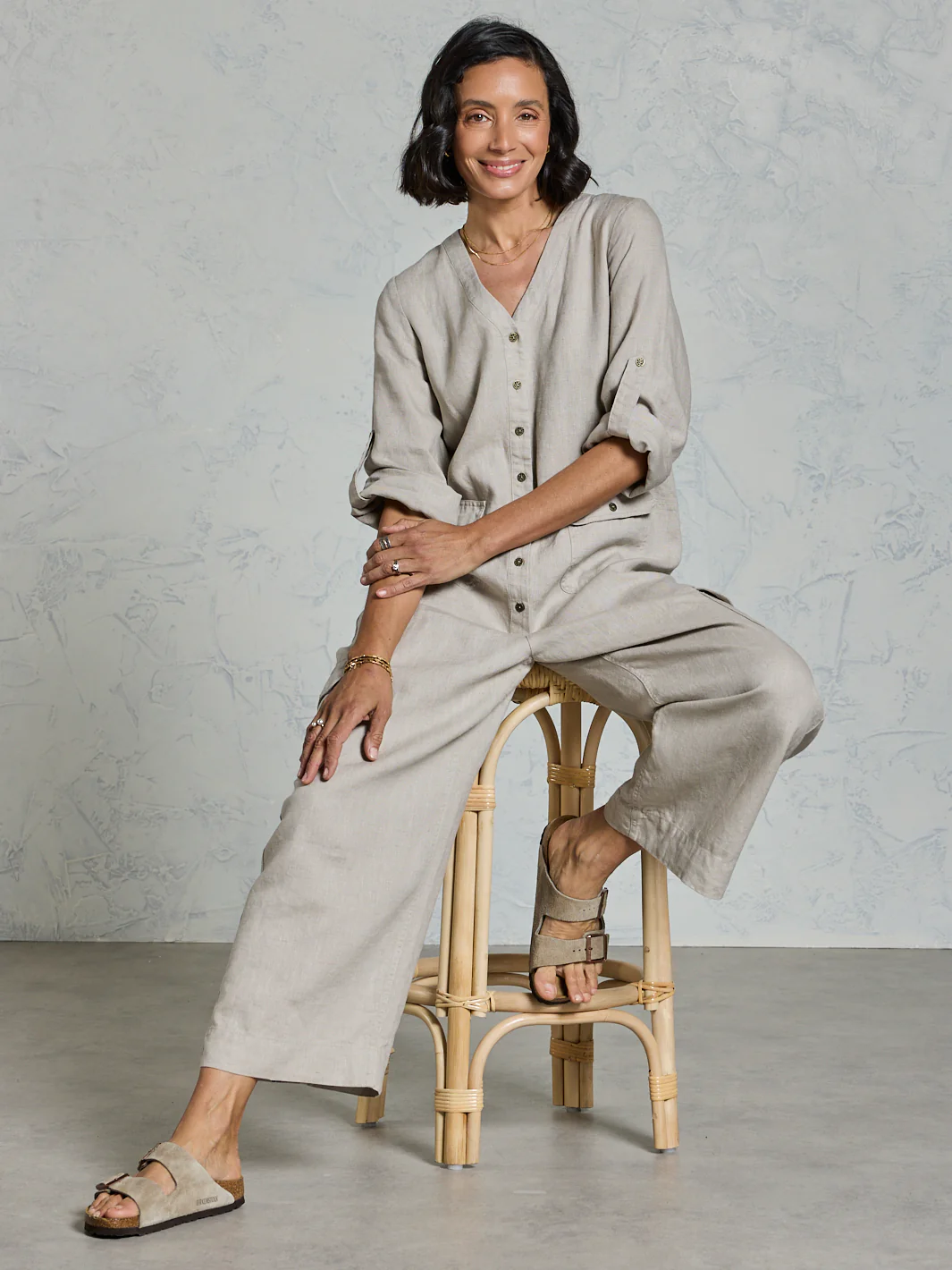 Mara French Linen Jumpsuit Flax - Image 5