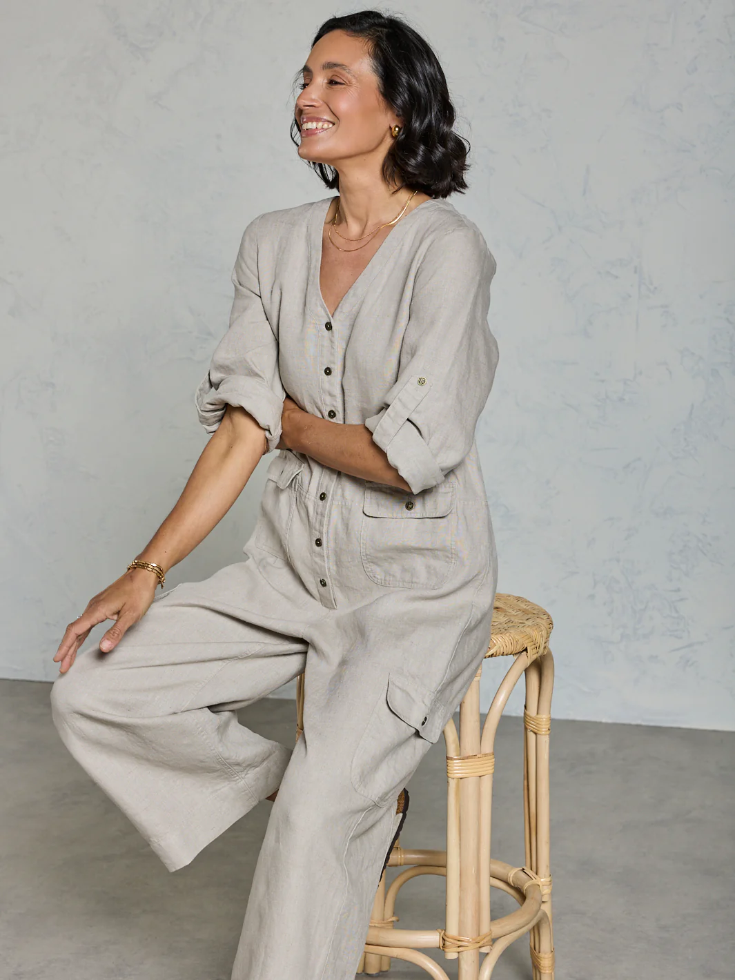 Mara French Linen Jumpsuit Flax - Image 6
