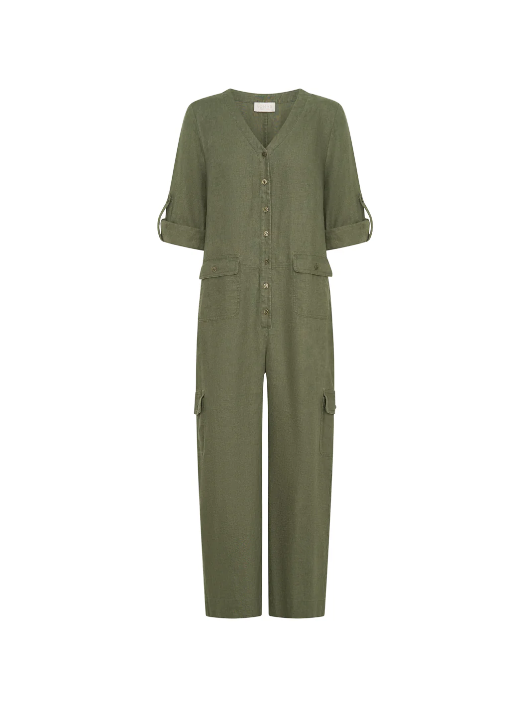 Mara French Linen Jumpsuit Olive - Image 8