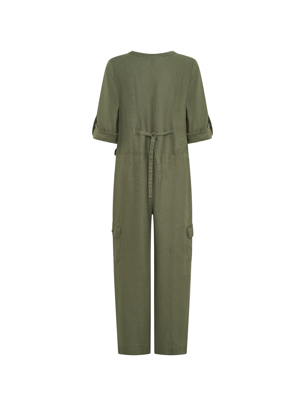 Mara French Linen Jumpsuit Olive - Image 9