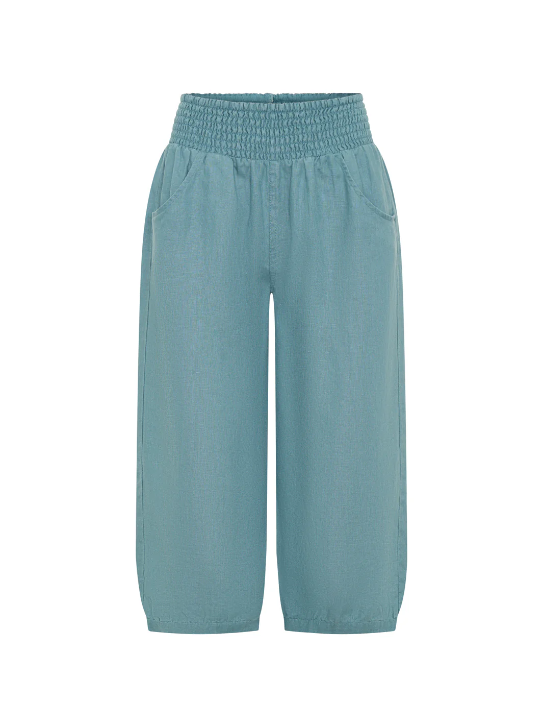 Marrakech French Linen Cropped Pants Tahiti Blue - Image 4