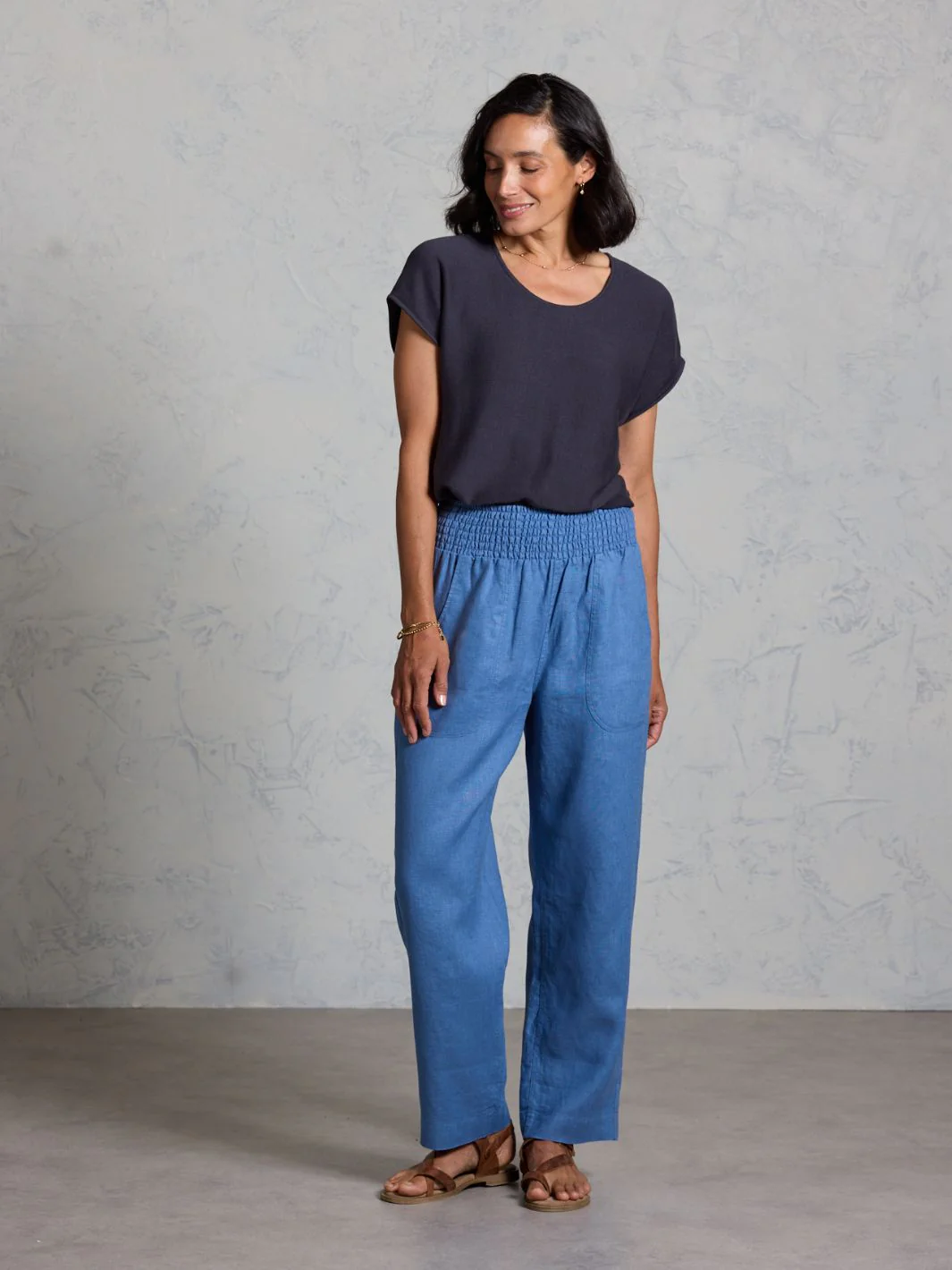 Nautical French Linen Pants Aegean Blue - Image 3
