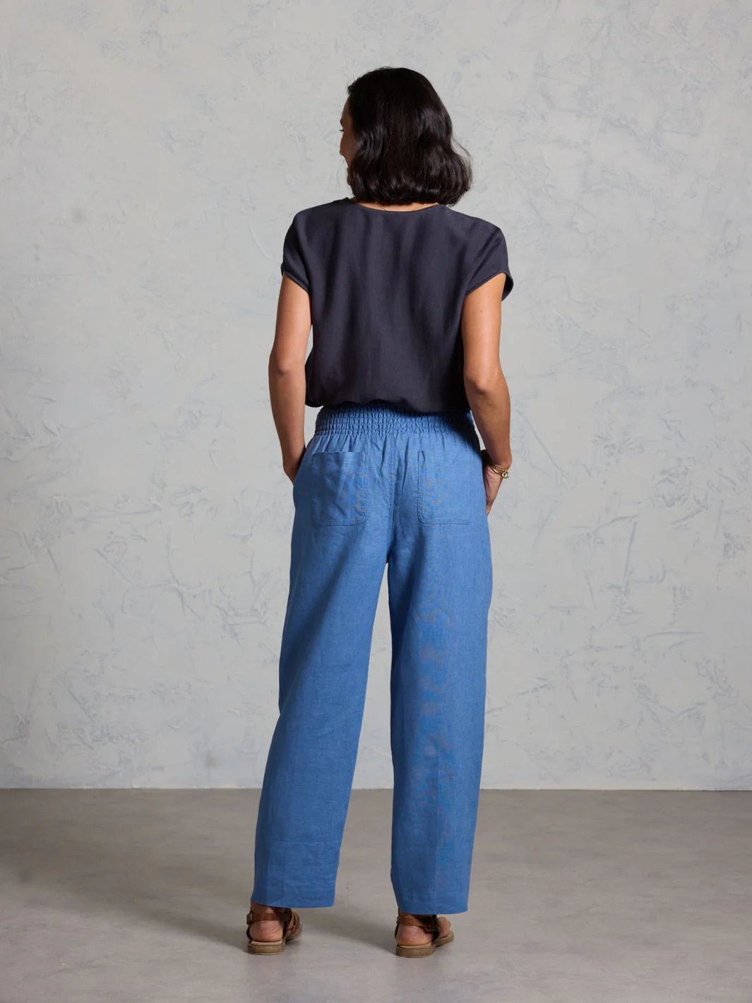 Nautical French Linen Pants Aegean Blue - Image 5