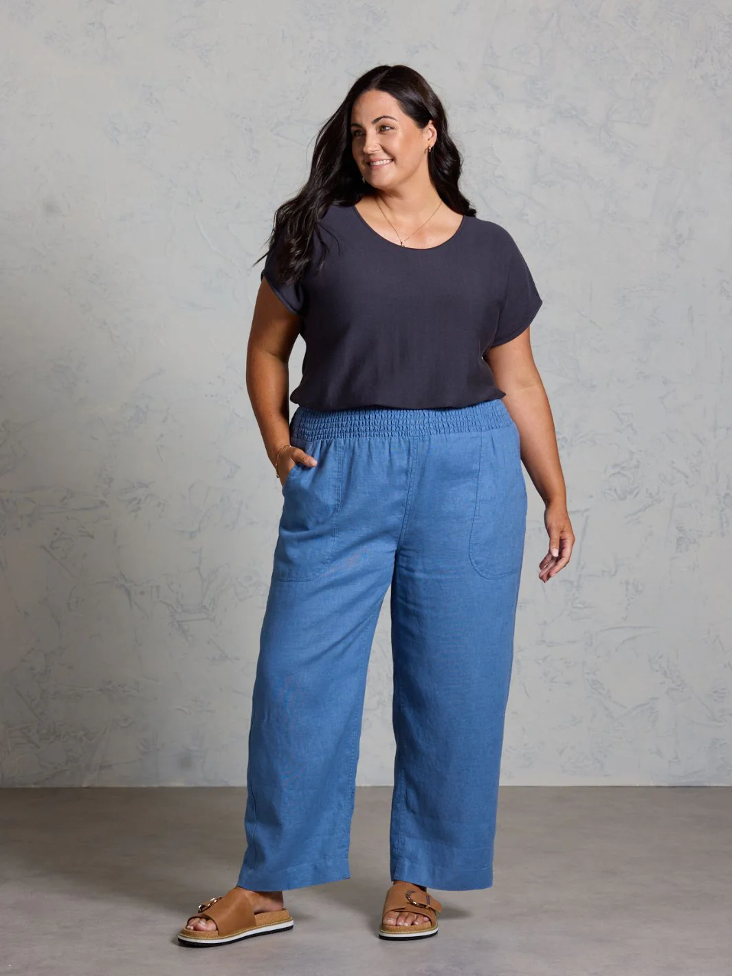 Nautical French Linen Pants Aegean Blue - Image 6