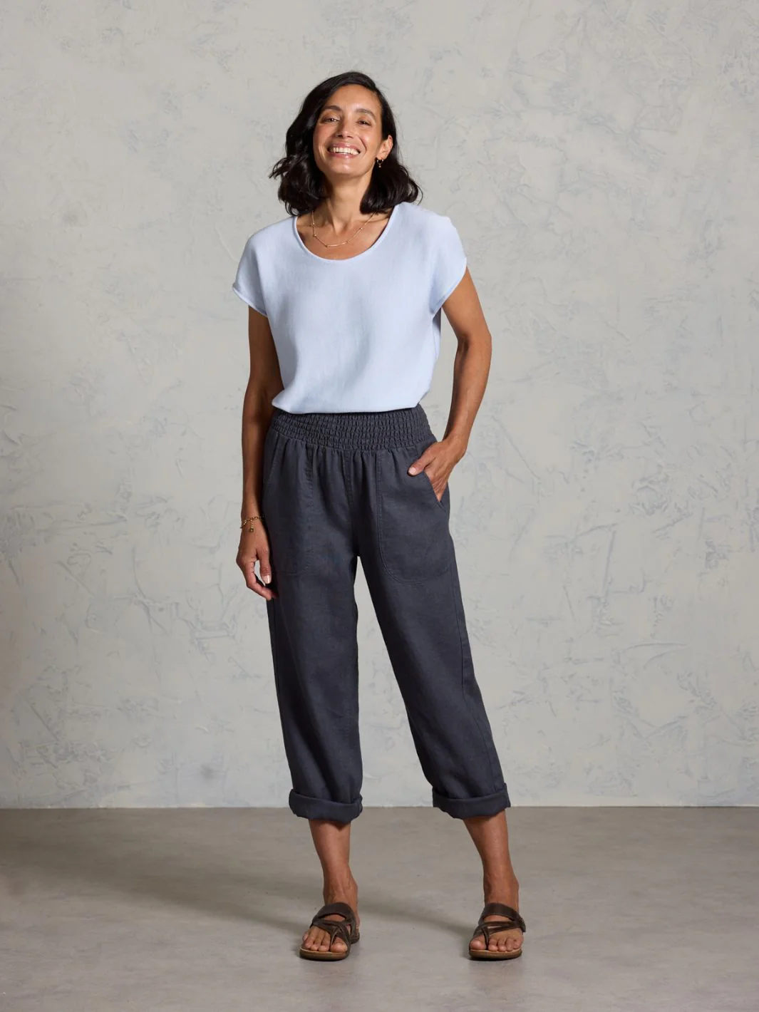 Nautical French Linen Pants Charcoal - Image 4