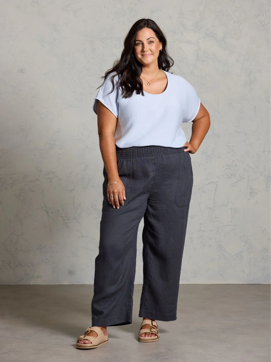 Nautical French Linen Pants Charcoal - Image 5
