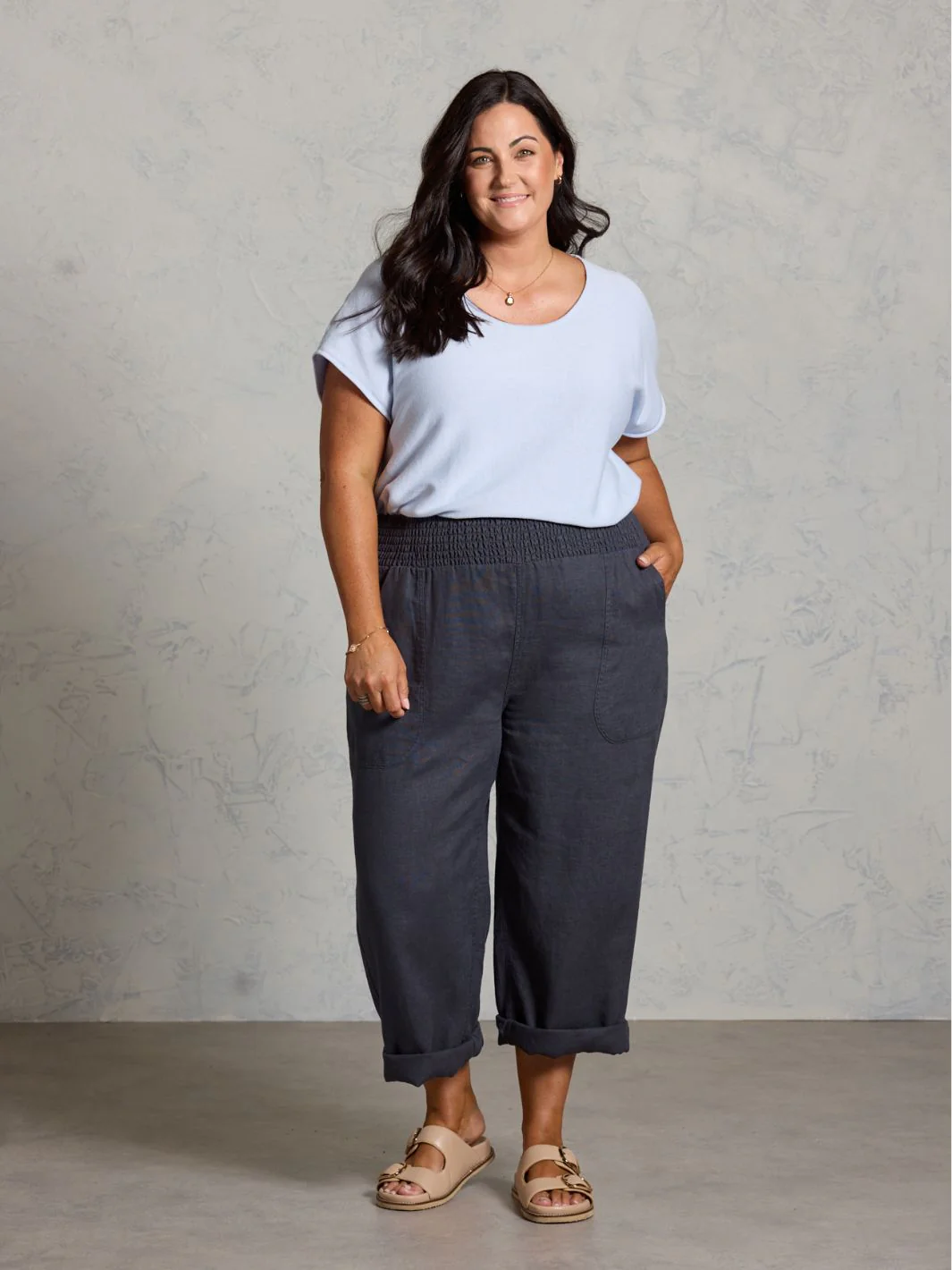 Nautical French Linen Pants Charcoal - Image 6