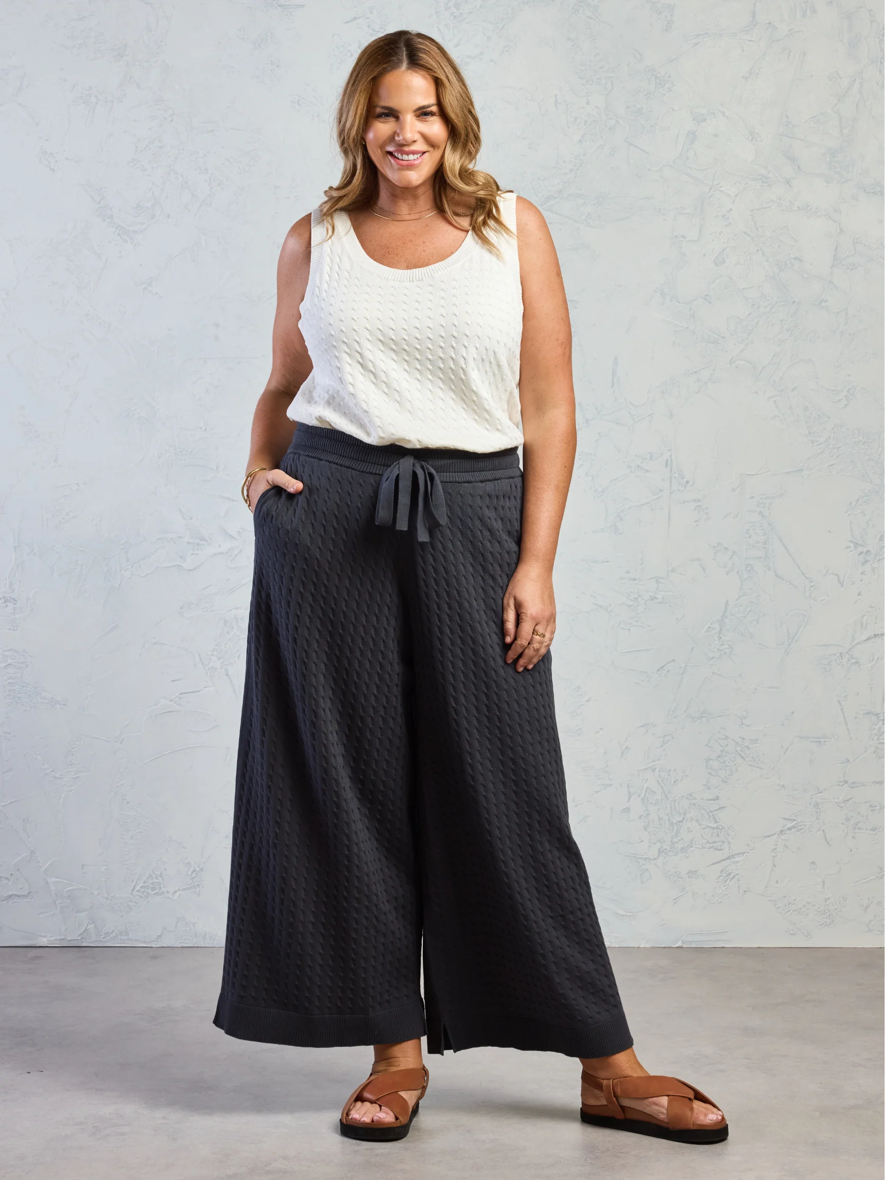 Pambula Cotton Knit Pants Charcoal - Image 4