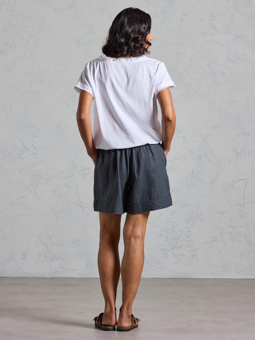 Paros French Linen Shorts Charcoal - Image 3