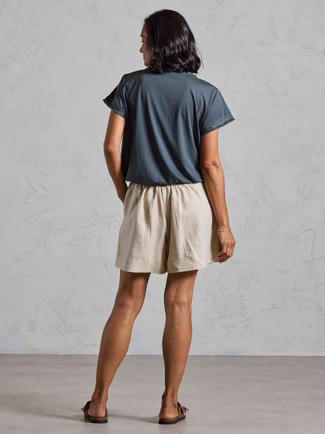 Paros French Linen Shorts Stone - Image 4