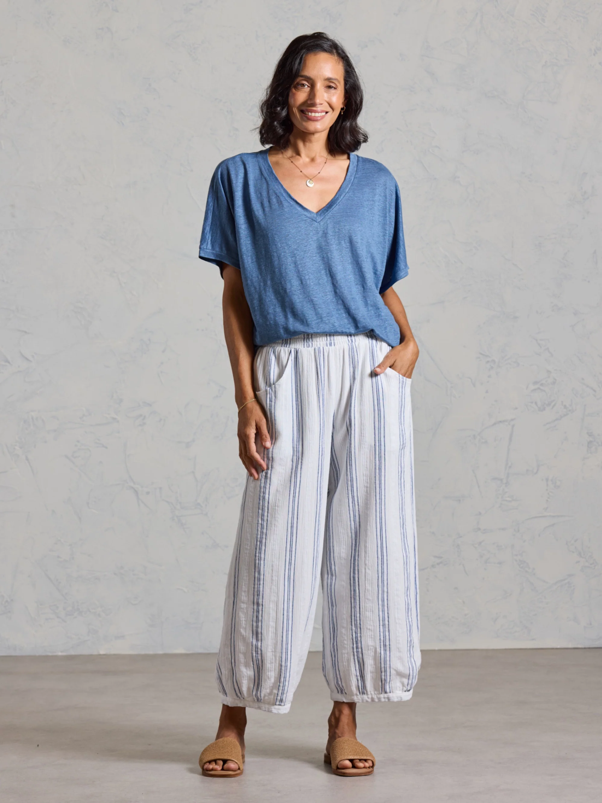 Sadhu Cotton Pants Azure Stripe - Image 4