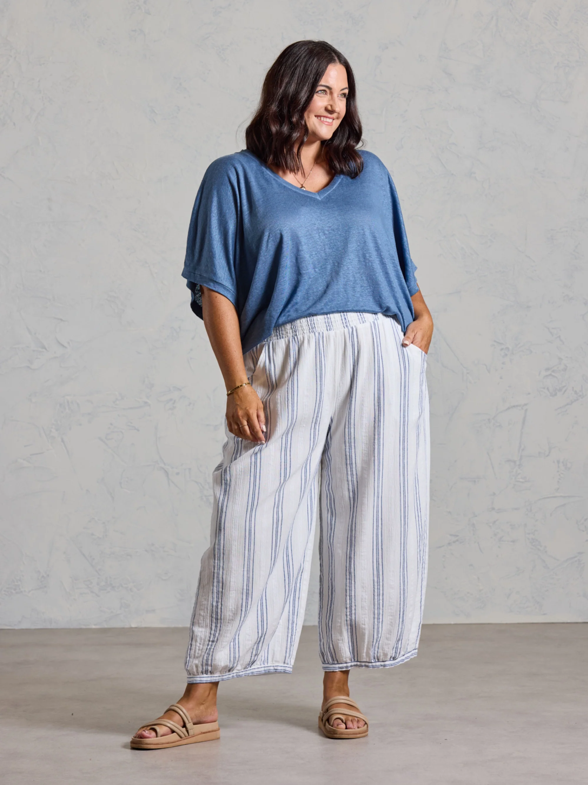 Sadhu Cotton Pants Azure Stripe - Image 6