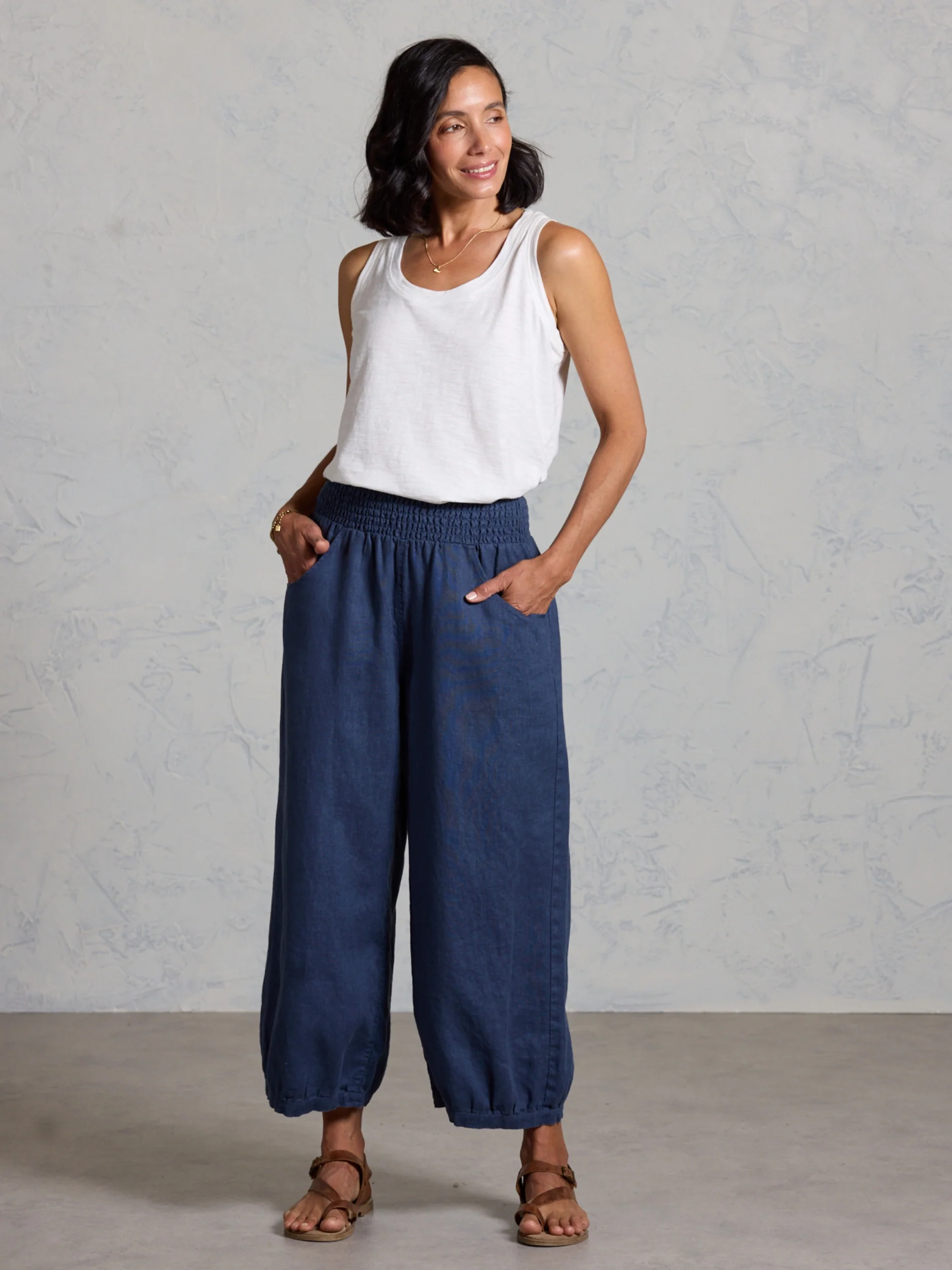 Sadhu French Linen Pants Navy - Image 3