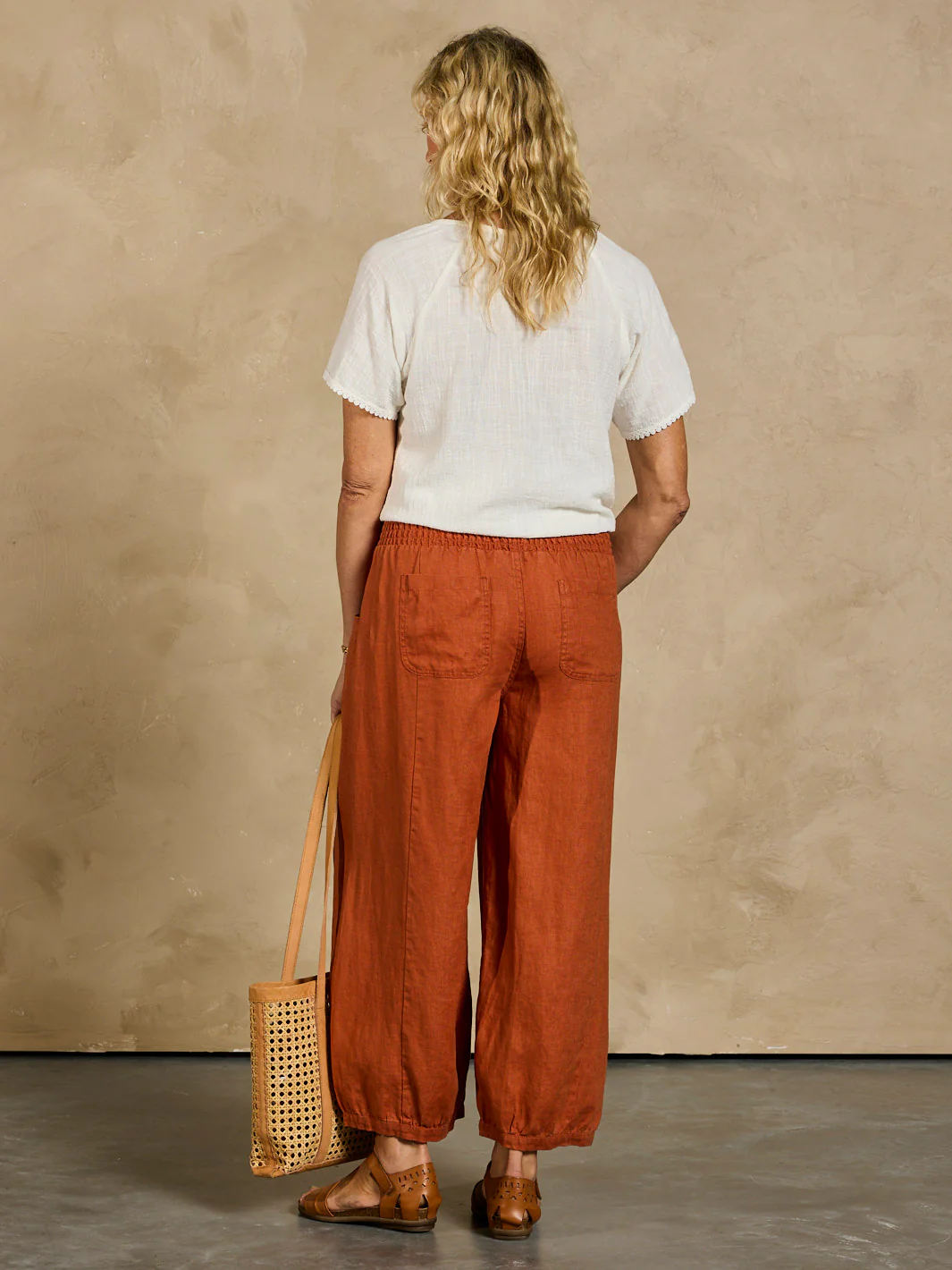 Sadhu French Linen Pants Rust - Image 4