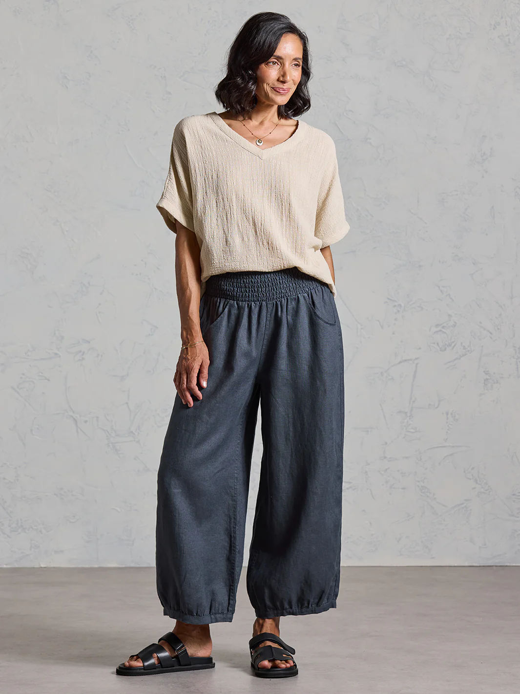 Sadhu French Linen Pants Charcoal - Image 3